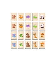 Ahşap Yapboz Zeka Kartları Eşleştirme Oyunu Hafıza Kartı Puzzle (Sevimli Vahşi Hayvanlar)