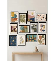 12 Parça Modern Ekletik Sanat 2 Renk Seçenekli Çerçeve Görünümlü Tablo Seti