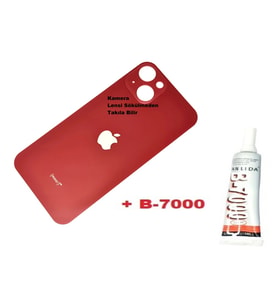 Tkgz İPhone 13 Arka Pil Batarya Kapağı (CAM+B-7000) KIRMIZI