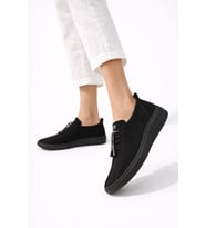 Comfort Sneaker Yumuşak Akıllı Bağcıklı Memory Taban Günlük Kaymaz Hafif Yürüyüş Ayakkabısı (Siyah)