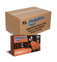 Dolphin Nitril PowerGrip Ekstra Kalın Elmas Dokulu Eldiven Turuncu XL Büyük Boy - 50'li 20 Paket