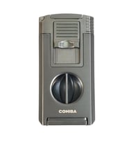 Cohiba Çift Torch Pürmüz Dahili Kesici Delicili Gunmetal Metal Puro Çakmağı