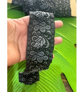 EN 5 CM FÜME ÇİÇEKLİ ŞERİT DİKİŞ GİYİM AKSESUARI 1 METRE
