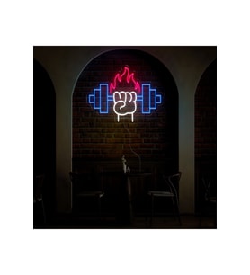 Ateşli Dambıl Şekilli Neon Tabela