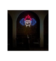 Ateşli Dambıl Şekilli Neon Tabela