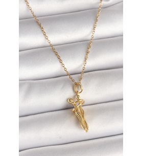 316L Çelik Gold Renk Zincir Sarılma Model Kadın Kolye 5886 - SSSSSS8631-9961