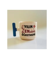 Yılın En Güzel Öğretmeni Baskılı Mavi Kulplu T Öğretmenler Günü Kupa