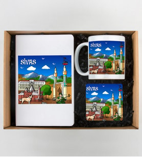 Sivas Tasarımlı Defter,Kupa Ve Bardak Altlığı Seti
