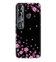 Tecno Spark 7 Pro Kılıf Resimli Desenli Baskılı Silikon Kılıf Black flowers 1391