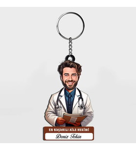 Karikatürlü - Erkek Aile Hekimi İsimli Anahtarlık