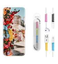 General Mobile GM 21 Pro GM 22 Pro Plus Kılıf Kablo Koruma Spiral Silikon Gerçek Çiçekler 1743