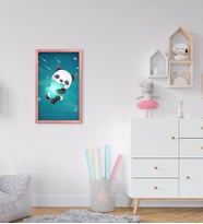 BK Home Panda Tasarımlı Dekoratif Pembe Ahşap Çerçeveli Çocuk Odası Tablo-3