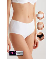 Pierre Cardin Maxi Cut 3'lü Ekonomik Paket Yüksek Bel Pamuklu Basic Slip Külot