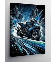 Kanvas Tablo Neon Hız Motosikleti