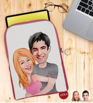 BK Gift Kişiye Özel Sevgililer Karikatürlü Taşınabilir Koruyucu Tablet Kılıfı & Organizer Çanta - Pembe-86