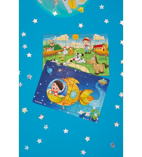 Okul Öncesi Başlangıç Yapboz Çiftliğim Ve Uzaya Yolculuk Ahşap Puzzle Set