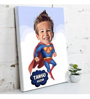 Süper Çocuk Karikatürlü Kanvas Tablo