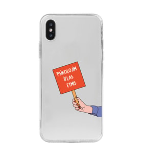 Iphone X ve XS Uyumlu Psikolojim İflas Etmiş Tasarımlı Şeffaf Telefon Kılıfı