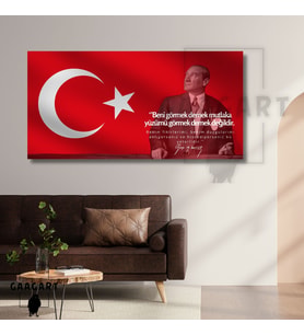 Panoramik Kanvas Makam Panosu Atatürk Sözleri Beni görmek demek mutlaka yüzümü görmek