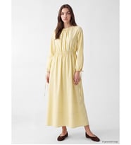 LCW Modest Sarı Belden Oturtmalı Poplin Elbise
