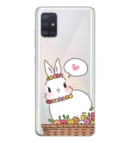 Samsung Galaxy A51 Uyumlu Sevimli Tavşan Tasarımlı Şeffaf Telefon Kılıfı
