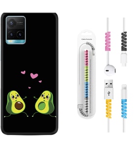 Vivo Y11S Y21S Y20 Y20S Y70 Kılıf Kablo Koruma Spiral Silikon Aşık Avokadolar 1642