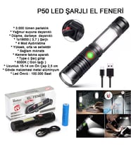 Geniş Açılı P50 Led Şarjlı El Feneri Wt-601
