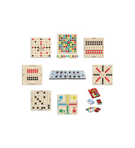 Ahşap Oyun Seti 9lu Bihar+ Surakarta+Mangala+9 Taş+Dama + Atla Topla + Kızma Birader + Reversi + UNO