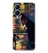 Vivo Y17S Kılıf Silikon Desen Özel Seri Kız ve Kedi 1762