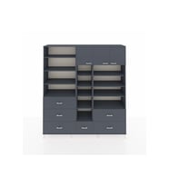 Hyperion Dolap 17 Raflı 6 Çekmeceli 3 Kapaklı 220x44x243 Antrasit-Antrasit/Antrasit