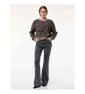 Koton Flare Gri Kadın Jean Pantolon 6SAL40118MD
