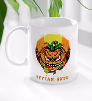 BK Gift Kişiye Özel Happy Halloween Tasarımlı Beyaz Kupa Bardak-5