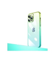 Apple iPhone 14 Pro Max Uyumlu Kılıf Parlak Renk Geçişli Kamera Korumalı Zore Senkron Kapak (Yeşil-Mavı)