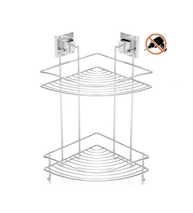 Tekno Tel EF-253 Yapışkanlı 2 Katlı Köşelik Banyo Rafı Krom 