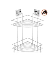 Tekno Tel EF-253 Yapışkanlı 2 Katlı Köşelik Banyo Rafı Krom 