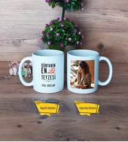 Teyzeye Hediye Kupa Bardak Beyaz Fotoğraflı Doğum Günü Anneler Günü Hediyesi