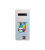 Samsung Galaxy S10 ile Uyumlu Splash Tembel Hayvan Tasarımlı Şeffaf Silikon Kılıf