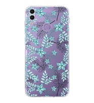 PrintiFy Huawei Honor 8C Uyumlu Kamera Korumalı Floral Su Yeşili Tasarımlı Şeffaf Silikon Kılıf