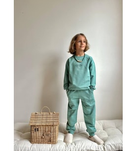 Cg Kids Su Yeşili Enjeksiyon Baskılı (Silikon Işleme) 2 Iplik Kumaş Erkek Çocuk Alt Üst Takım Süper Kalite