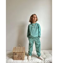 Cg Kids Su Yeşili Enjeksiyon Baskılı (Silikon Işleme) 2 Iplik Kumaş Erkek Çocuk Alt Üst Takım Süper Kalite