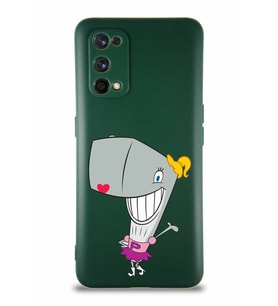 Realme 7 Pro Soft Premier Kapak Pearl Yengeç Tasarımlı Silikon Kılıf - Yeşil (Şeffaf)