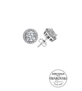 Söğütlü Silver Gümüş Swarovski taşlı pırlanta modeli yuvarlak küpe