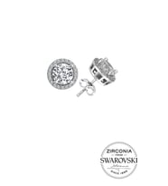 Söğütlü Silver Gümüş Swarovski taşlı pırlanta modeli yuvarlak küpe
