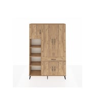 Arges Gardrop 8 Raflı Tek Çekmeceli 5 Kapaklı 132x30x195 Çam-Çam