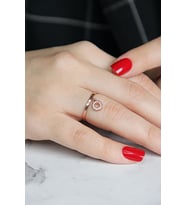 O Harfi Gümüş Rose Yüzük - Y021801