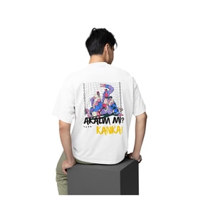 Akalım mı kanka grafik baskılı kaliteli unisex oversize T-shirt (Beyaz)