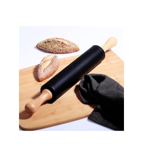 Bambu Saplı Siyah Silikon Döner Merdane 43 Cm