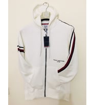 Tommy Hilfiger Kapüşonlu Fermuarlı Unisex Sweatshirt Jacket (Krem)