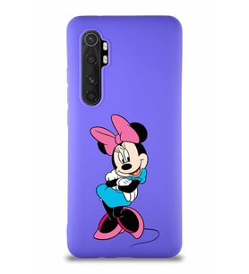 Xiaomi Mi Note 10 Lite Soft Premier Kapak Minnie Mouse-D Tasarımlı Silikon Kılıf - Mor (Şeffaf)