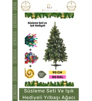 #NoelPaketi Kaliteli Sık Yapraklı Yeşil Yılbaşı Çam Ağacı Dekoratif Yeni Yıl Noel Paketi 90 Cm 80 Da